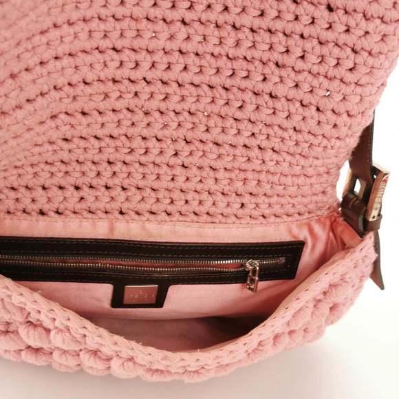 Fendi Mamma Baguette Bag Pink Crochet Shoulder Bag - Picture 6 of 11